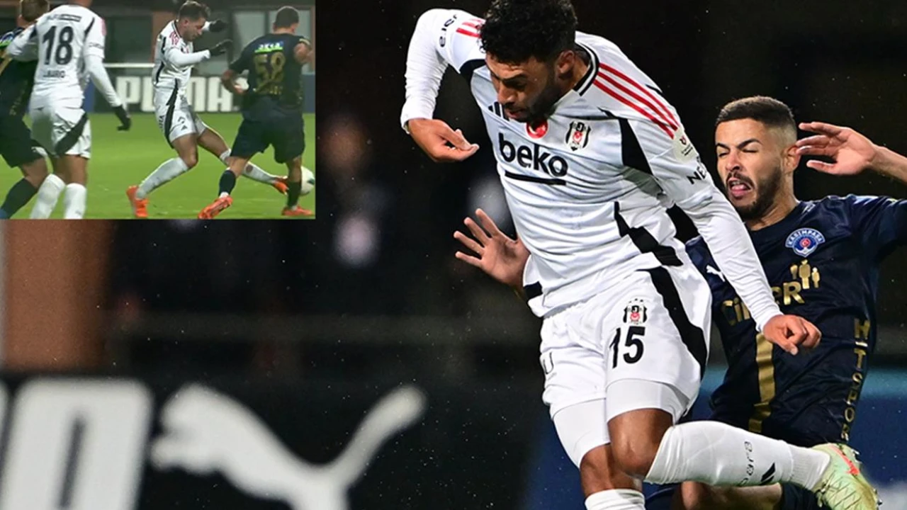 Beşiktaş'ta Tayyip Talha Sanuç, 44. dakikada VAR incelemesi sonucu kırmızı kart gördü.