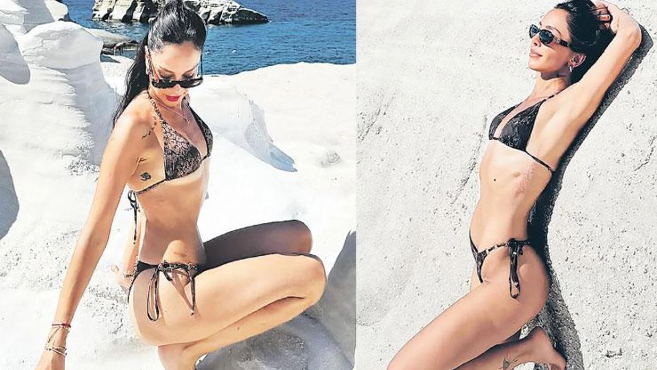 Popçu Aybüke Albere Yunan Adaları'nda kaya üzerinden denize atladı ve fit görüntüsüyle dikkat çekti.