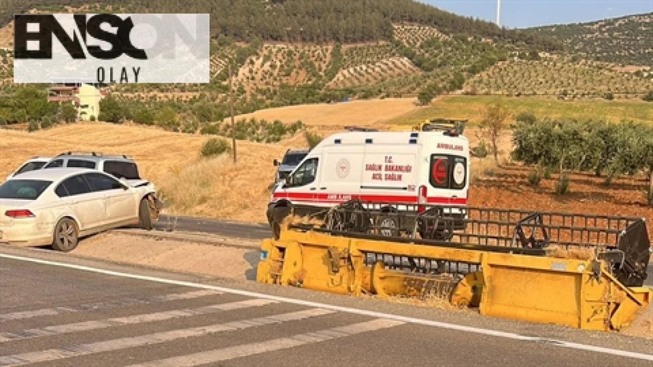 Nurdağı'da Otomobil ile Biçerdöver Çarpıştı: 3 Yaralı!
