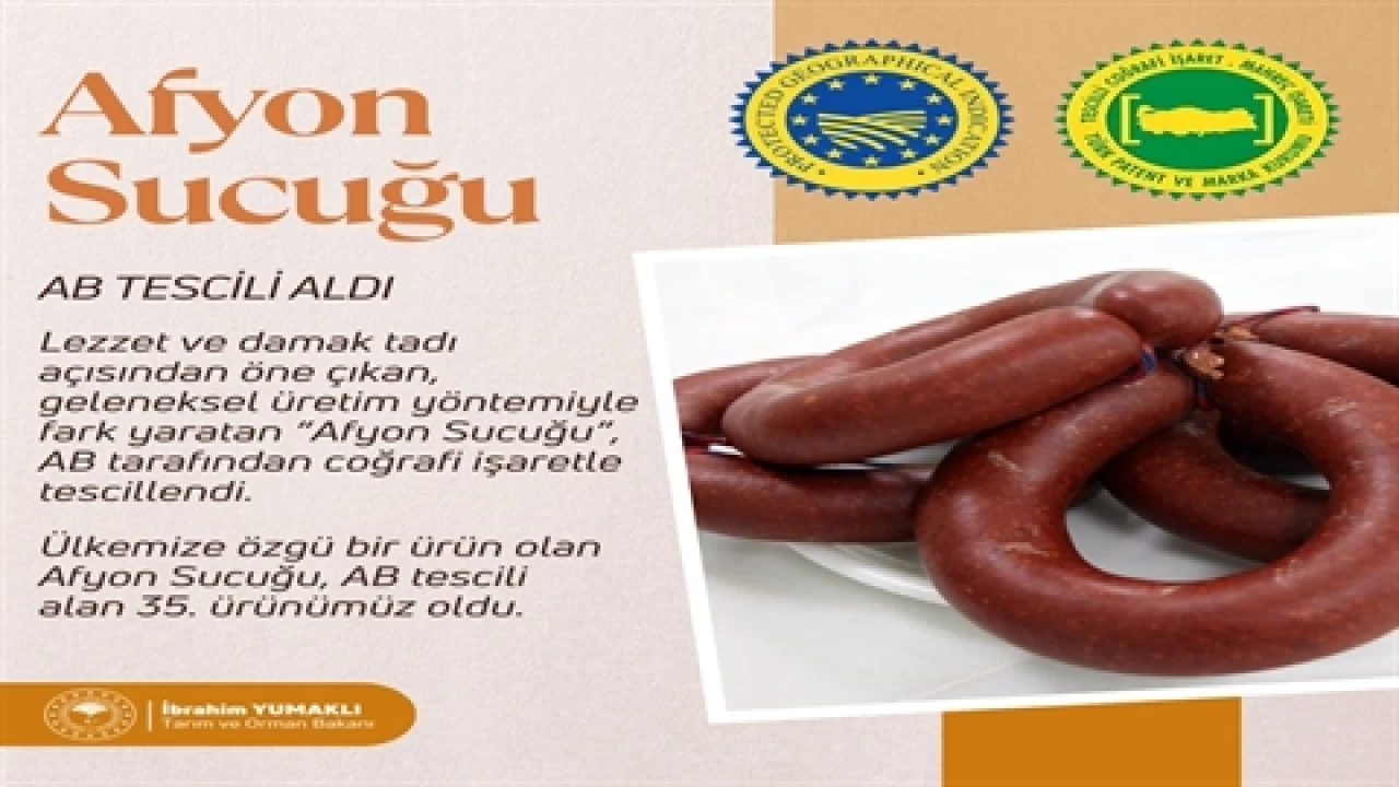 Afyon Sucuğu AB'den Coğrafi İşaret Tescili Aldı: 35. Tescilli Ürünümüz!