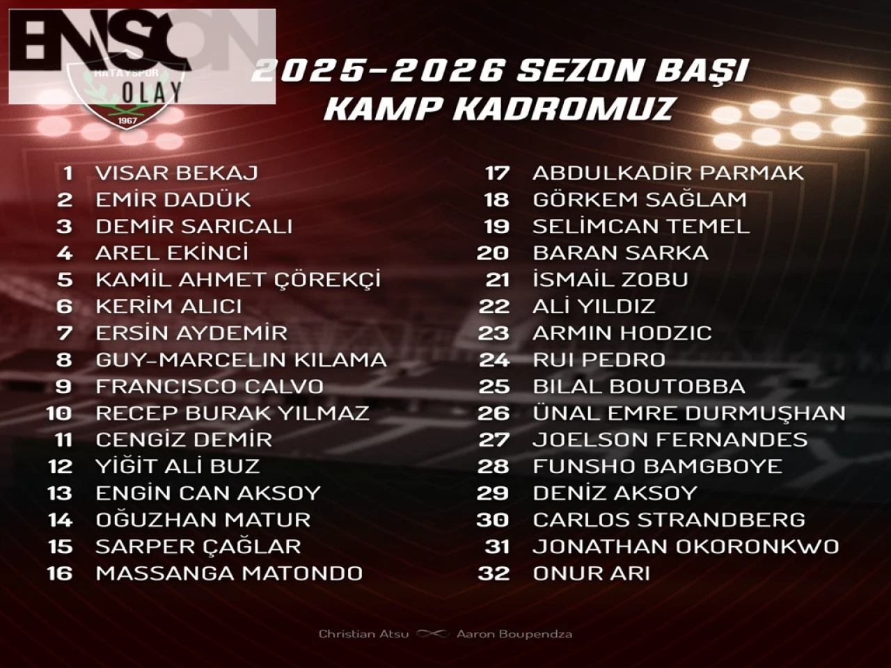 Hatayspor, Sezon Öncesi Kamp Programını Belirledi ve Kadro Açıklandı