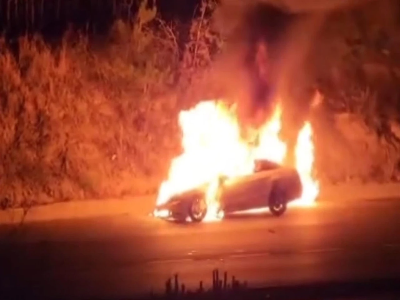 Tekirdağ'da seyir halinde alev alan otomobil kullanılamaz hale geldi.