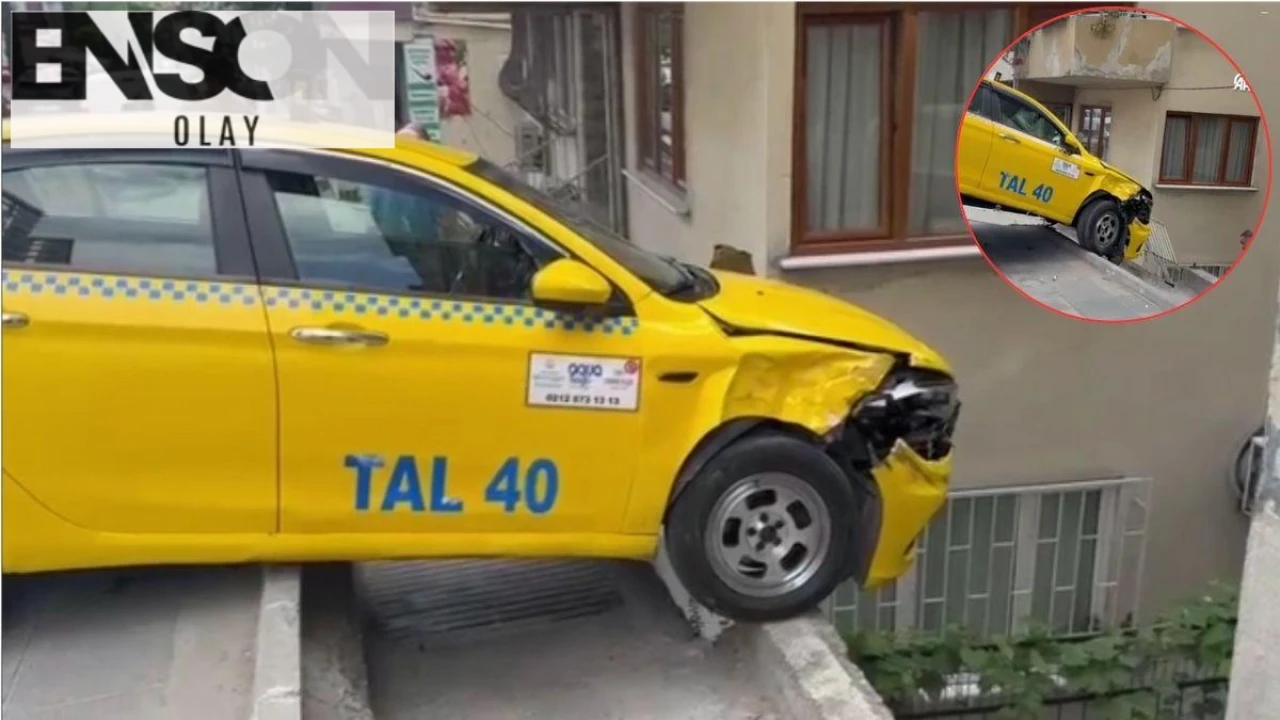 Küçükçekmece'de Freni Patlayan Taksinin Dramı: Duvar Asılı Kaldı, Şoför Kazayı Anlattı
