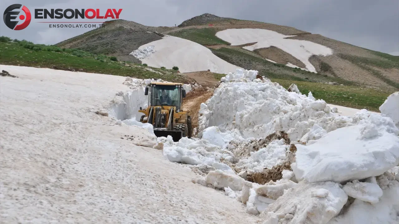 Bitlis'te kar mesaisi : Haziran ayında 3 metreyi bulan karlar temizleniyor