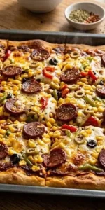 Evde kolayca hazırlanabilen bol malzemeli pizza tarifi