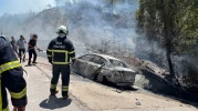 İstinat duvarına çarpan otomobil alev aldı: 1 ölü, 2 yaralı