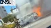 Seyir halindeki araç alev topuna döndü