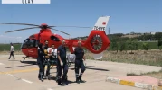 Çim biçme makinesine kolunu kaptırdı, ambulans helikopterle sevk edildi