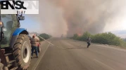 Köylülerden traktör ve su tankerleriyle sırayla yangın nöbeti