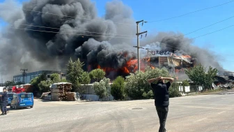 İzmir'de sandalye fabrikasında yangın