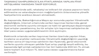 Bakanlıktan emlakta fahiş fiyata 4,2 milyon lira ceza