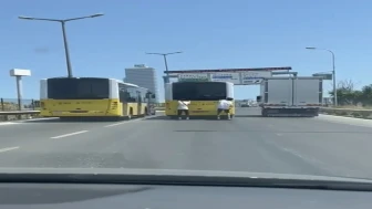 Kartal'da patenli gençlerin tehlikeli yolculuğu kamerada