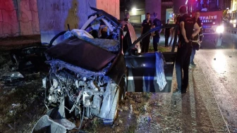 Otoyol bağlantı köprüsünün ayağına çarpan otomobilin sürücüsü öldü