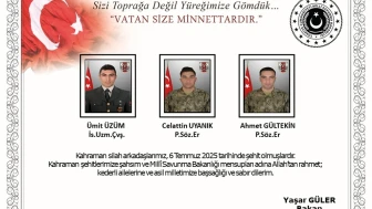 MSB: Metan gazından etkilenen 3 personelimiz daha şehit oldu