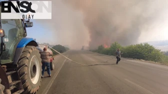 Köylülerden traktör ve su tankerleriyle sırayla yangın nöbeti