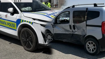 Trafik polisi aracıyla çarpıştı: 3 yaralı