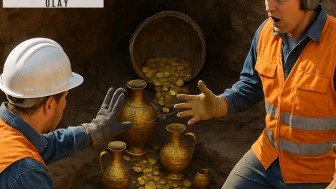 İnşaat işçileri tesadüfen hazinelerle dolu bir yer buldu