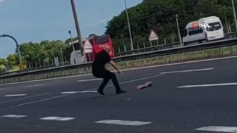 Bolu'da bir vatandaş, duyarlı davranışıyla dikkat çekti ve canını hiçe sayarak yoldaki kütüğü kaldırdı!