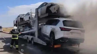 Ağrı'da Otomobil Taşıyan Tır Alev Topuna Döndü, Büyük Zarar Oluştu