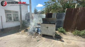 Karaman'da çöp konteynerinde çıkan yangın otluk alana sıçradı