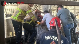 Nevşehir'de harç karma makinesine sıkışan işçi ağır yaralandı