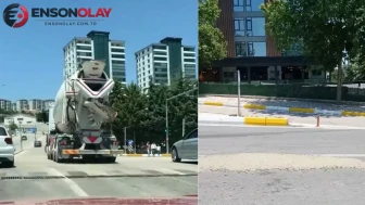 Elazığ'da beton mikserden yola harç döküldü