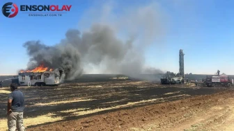 Şanlıurfa'da sondaj aracı ve karavan yandı : 3 işçi yaralandı