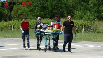 Samsun'da yüksekten düşüp yaralanan kadın için ambulans helikopter havalandı