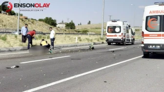 Korkunç kazada motosiklet sürücüsü can verdi