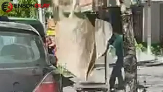 Erzurum'da binanın 7'nci katından düşen halı mağaza çalışanının üzerine düştü