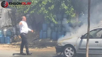 Diyarbakır Dicle'de seyir halindeki otomobil patlayıp alev aldı