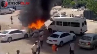 Adıyaman Kahta’da çöp yangını paniği : Alevler araçlara sıçradı
