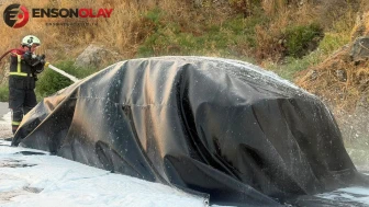 Lüks elektrikli otomobil küle döndü: Yangın 12 saat sürdü