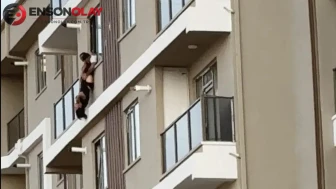 Aksaray'da pencereden atlamaya çalışan kadın ayaklarından tutularak kurtarıldı
