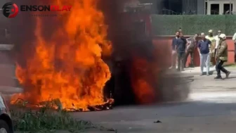 Maltepe'de bir elektrikli aracın alev alması büyük paniğe sebep oldu