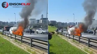 Üsküdar’da seyir halindeki cip alev alev yandı