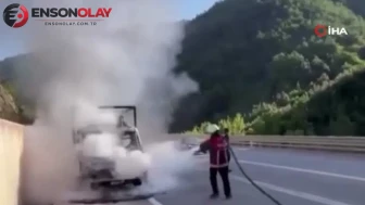 Sinop'ta tavuk taşıyan kamyonette yangın