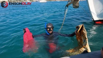 Bodrum’da deniz dibi temizliği : Gümbet sahilinden 310 kilogram atık çıkarıldı