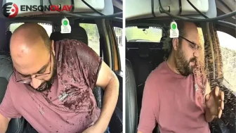 Artvin’de taksi şoförü ölümden döndü ! Kamyonun sıçrattığı çamurlu su taksinin içine girdi