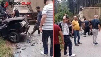 Hatay'da meydana gelen trafik kazasında hafriyat kamyonu ile otomobil çarpıştı