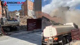Zeytinburnu'nda yıkım anında 4 katlı bina bir anda çöktü