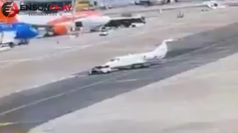 Milano Havalimanı’nda kaza: Yer hizmetleri aracı özel jete çarptı
