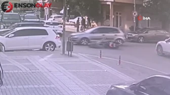 Araca çarpmamak için ani fren yaptı: Motorlu bisikletiyle yere düştü