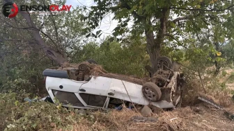 Bursa İnegöl'de otomobil şarampole yuvarlandı : 8 yaralı