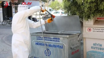 Aydın İncirliova'da karasineklere karşı çöp konteynerleri ilaçlandı