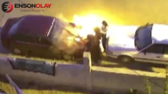 Konya'da doğum günü kutlamasında ters yakılan meşale otomobile zarar verdi