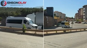 Bursa'da ters şeride giren servis aracı tehlike saçtı