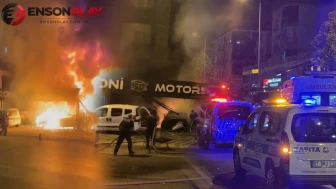 Gece yarısı dehşet anları! Oto galeride başlayan yangın apartmana sıçradı: Lüks araçlar ve bina alevlere teslim oldu