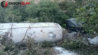 Bolu'da kontrolden çıkan tır devrildi : 1 ölü, 1 yaralı
