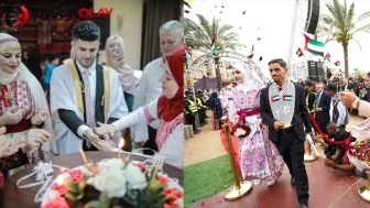 Batı Şeria'da yürek ısıtan manzara : Geleneksel Filistin düğünü düzenlendi